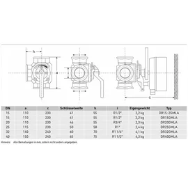 Honeywell DR32GMLA 3-Wege-Mischer DR 32 GMLA 4024627100451, 166 X 164 X 154