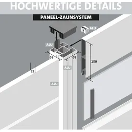Ambiente Home Anbauzaun Paneel 150 124,2 x 180 cm Grau/Aluminium