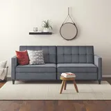 dorel home 3-Sitzer DOREL HOME "Hartford II", grau (anthrazit), B:203cm H:83cm T:83cm, Veloursstoff 100% Polyester, Sofas, Bettfunktion, Rückenlehne 2-teilig, 3-fach verstellbar, Sitzhöhe 43 cm