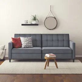 dorel home 3-Sitzer DOREL HOME "Hartford II", grau (anthrazit), B:203cm H:83cm T:83cm, Veloursstoff 100% Polyester, Sofas, Bettfunktion, Rückenlehne 2-teilig, 3-fach verstellbar, Sitzhöhe 43 cm