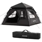 Blackdog 6m2 Automatik-3S Pop-Up-Zelt,PU3000+ Wasserdicht & Stärke 5 Windfest Familienzelt,UPF50+ Schwarzgummi-Sonnenblockierung, Kuppelzelt mit 2 Türen & 4 Fenstern,für Camping und Reisen