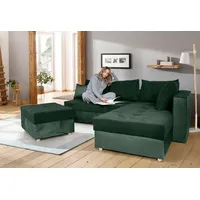 Collection AB Ecksofa »Italia L-Form«, mit Bettfunktion und Bettkasten, in Cord-Samt Mix, grün