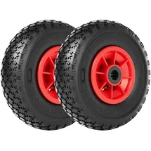 Wiltec 2x Rad 3.00-4 85 x 260 mm 90 kg, Ht2046 Schubkarren Komplettrad mit Kunststofffelge, Winkelventil, Luftreifen für Sackkarre, Bollerwagen u.a