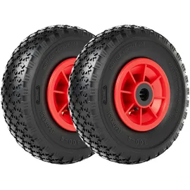 Wiltec 2x Rad 3.00-4 85 x 260 mm 90 kg, Ht2046 Schubkarren Komplettrad mit Kunststofffelge, Winkelventil, Luftreifen für Sackkarre, Bollerwagen u.a