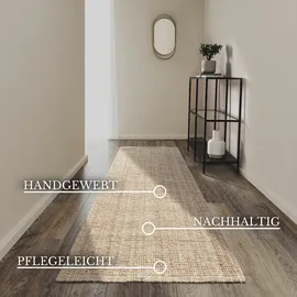 Villeroy & Boch Teppich Rosalie Juteteppich, rechteckig, Höhe: 10 mm, Läufer, 100% Jute, Natur, Wohnzimmer, Esszimmer, Schlafzimmer, GRS weiß 80 cm x 200 cm x 10 mm