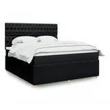 vidaXL Boxspringbett mit Matratze Schwarz 180x200 cm Stoff