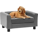 vidaXL Hundesofa Grau 60x43x30 cm Plüsch und Kunstleder