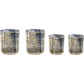 creativ home Windlicht Kerzenhalter LEOPARD Glas goldfarben