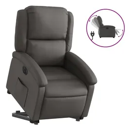 vidaXL Relaxsessel mit Aufstehhilfe Leder 55,6 x 99,5 x 74,1 cm Grau elektrisch