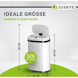 Juskys Automatik Mülleimer mit Sensor - Weiß