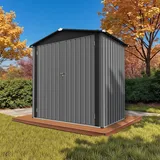HOMAVO Metall Gartenhaus – Gerätehaus & Geräteschuppen für Gartengeräte, Fahrräder & Möbel – Wetterfest, große Türöffnung (Grau, 185.4 × 107 × 180 cm)