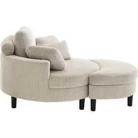 Atlantic Home Collection ATLANTIC HOME COLLECTION, Loveseat »Ravi«, XXL- Sessel, inklusive Stauraumhocker, Rückenkissen & drei Zierkissen, beige