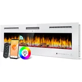 KESSER® Elektrokamin Wandkamin Elektrischer Kamin mit Heizung 9 Farbmodi LED flammeneffekt, 900/1800 W Kaminofen Wand und einbaukamin Wandmontage Heizung App-Funktion Fernbedienung Touchscreen