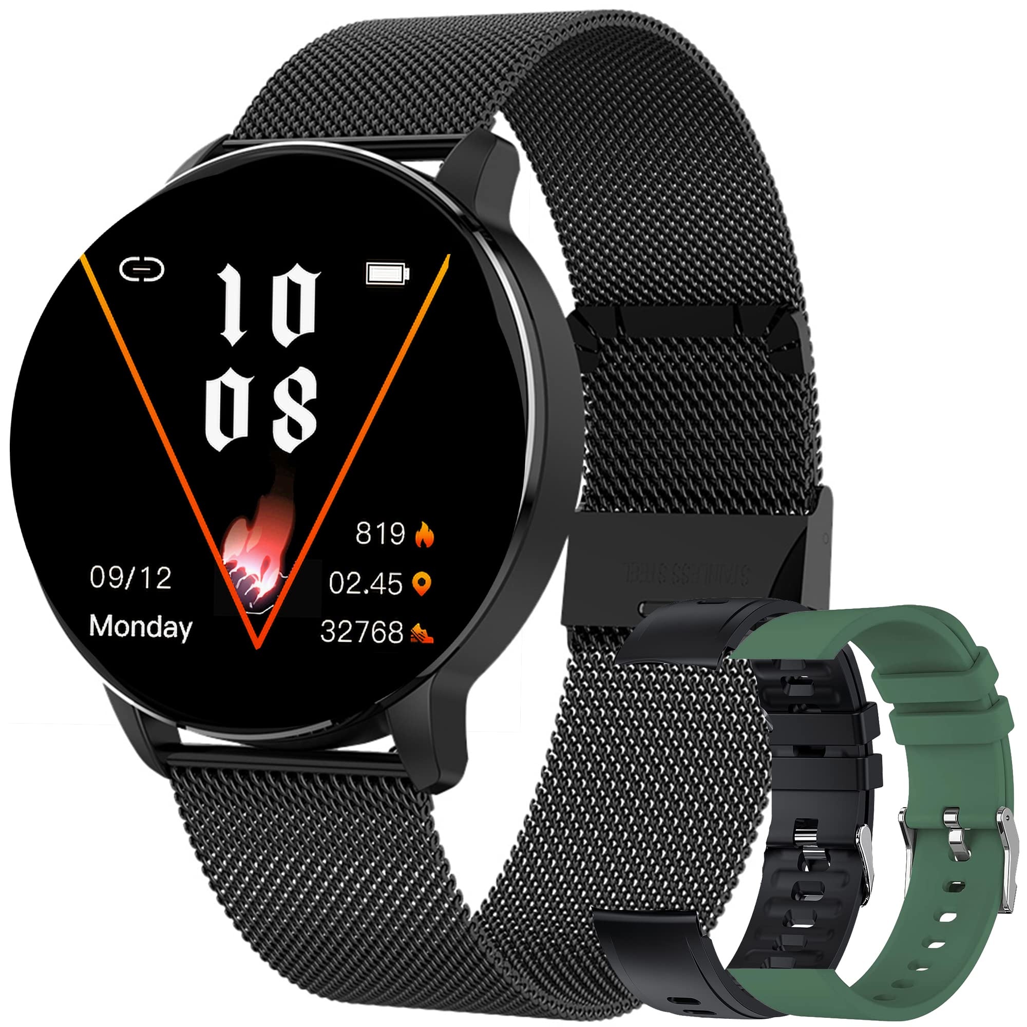 YESFINE Smartwatch Damen, Fitness Tracker Herren mit Blutdruckmessung Fitness Armbanduhr mit Pulsuhr Schlafmonitor IP67 Wasserdicht Sportuhr Schrittzähler für Android und iOS (Schwarz)