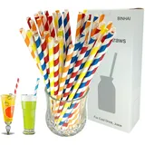 Strohhalme pailles aus papier, 100 Stück avec emballage recyclé biodégradable Bulk Strohhälme Trinkhalme Décorations pour tous les jours fête mariage fêtes bricolage Multicolore