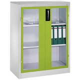 Californian Products CP Stahlschrank 8521-055 S10171 lichtgrau, viridingrün, Acrylglas 93,0 x 50,0 x 120,0 cm, aufgebaut