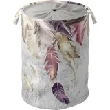 Sanilo Wäschekorb »Federn« kräftige Farben, samtweiche Oberfläche, mit Deckel