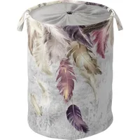 Sanilo Wäschekorb »Federn« kräftige Farben, samtweiche Oberfläche, mit Deckel