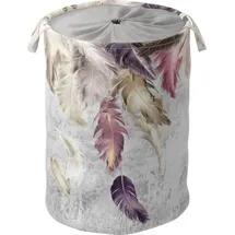 Sanilo Wäschekorb »Federn« kräftige Farben, samtweiche Oberfläche, mit Deckel