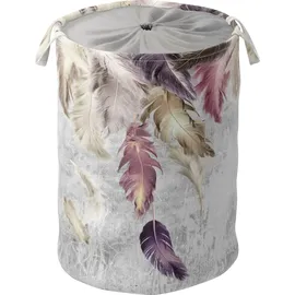Sanilo Wäschekorb »Federn« kräftige Farben, samtweiche Oberfläche, mit Deckel