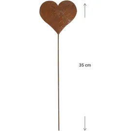 Cepewa Gartenstecker Herz 35 cm Braun
