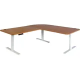 MCW Eck-Schreibtisch MCW-D40, Computertisch elektrisch höhenverstellbar 178x178cm 84kg MVG ~ braun Strukur, weiß