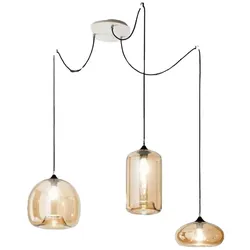 Fabas Luce -  Fiona LED-Hängeleuchter aus Metall und bernsteinfarbenem mundgeblasenem Glas 3496-47-125 Fabas Luce