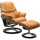 Stressless Stressless® »Reno«, (Set, Relaxsessel mit Hocker), mit Hocker, mit Signature Base, Größe S, M & L, Gestell Schwarz