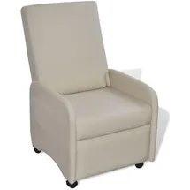 vidaXL Sessel vidaXL Kunstleder 70 x 75 x 80 cm Creme mit Liegeposition