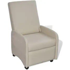 vidaXL Sessel vidaXL Kunstleder 70 x 75 x 80 cm Creme mit Liegeposition