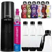 NEU SodaStream Wassersprudler Terra Schwarz Set mit 3 Flaschen Kartusche Sirup