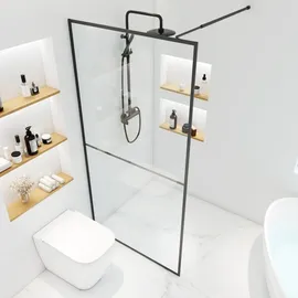 Home Deluxe Duschabtrennung Schwarz 2 Raster Größe: 150 cm, Badezimmer, Baden - Duschen, Duschtrennwände