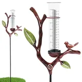 PEIZHIYC Regenmesser Garten mit Erdspieß, 92 cm Niederschlagsmesser mit 17,8 cm Acryl-Messrohr, dekorativer Metall Gartenstecker in Antik-Bronze für Beet, Rasen, Terrasse