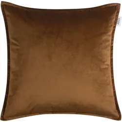 Dekokissen "Dolce", braun (zimt, braun, bronzefarben, unifarben), B:45cm L:45cm, Polyester, SCHÖNER WOHNEN-KOLLEKTION, Dekokissen_Sitzkissen_Kissenhüllen, Samtnachbildung mit Stehsaum
