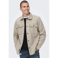 Only & Sons Langarmhemd ONSASH OVR WOOLEN LOOK PKT LS SHIRT NOOS«, grau