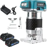 Oberfräse, bürstenloses 350-W-Akku-Oberfräsenwerkzeug, 6 mm, 6,35 mm, 8 mm Bohrfutter, mit 2 Akkus