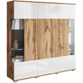 OTTO home Highboard Kenia 135 x 134 x 39,5 cm Weiß / Beige