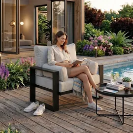 beautysofa VERDINO Garten-Lounge-Set 3-Sitzer Sofa + Sessel + Sessel beige/grau