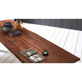 sam möbel gmbh Esstisch Baumkante Massiv Akazie nussbaumfarben 300x100 A-Gestell schwarz ALICANTE - Braun