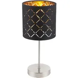 GLOBO Tisch Leuchte Wohn Zimmer Schalter Lese Lampe Textil schwarz gold im Set inkl. LED Leuchtmittel