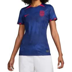 NIKE USA 2023 Damen Auswärts-Trikot nachhaltiges Sport-Trikot aus recycelten Materialien Slim-Fit-Shirt mit DRI-FIT-Technologie Fußball-Shirt DR4000-406 Blau/Rot - S