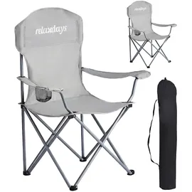 Relaxdays Campingstuhl 2er Set Grau/Silber