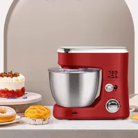 Küchenmaschine Knetmaschine, 1000W leistungsstark, 5L Tilt-Head Geräusche Knetmaschine, 6-stufige Geschwindigkeiten, Teigmaschine mit Rührbese Rot - Rot