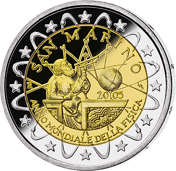 2 Euro Gedenkmünze "Galileo Galilei – Internationales Jahr der Physik" 2005 aus San Marino