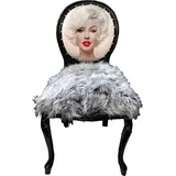 Casa Padrino Luxus Barock Esszimmer Stuhl Marilyn Monroe Grau / Schwarz 50 x 60 x H. 104 cm - Handgefertigter Pop Art Designer Stuhl mit Kunstfell - Barock Esszimmer Möbel