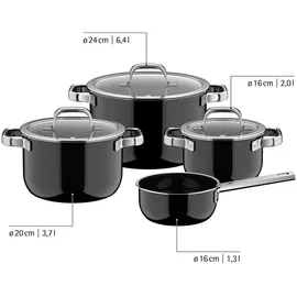 WMF Fusiontec Mineral Pro Topf-Set 4-tlg. Kochtopf + Stielkasserolle + Fleischtopf + Bratentopf