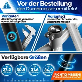 NEXTCOVER NEXTCOVER® gefederte Sattelstütze Parallelogramm, Comfort-Spring, 27.2/30.9/31.6/34.9 mm, verstellbar, für Fahrräder