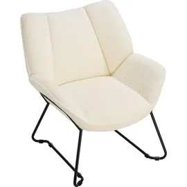 Tectake Sessel Kjeld Bouclé 73 x 72 x 81 cm Creme mit verstellbarer Rückenlehne
