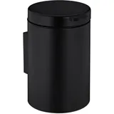 Relaxdays Kosmetikeimer Wandmontage, 3 Liter, Absenkautomatik, entnehmbarer Inneneimer, Bad Mülleimer, Stahl, schwarz,