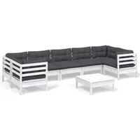 vidaXL 8-tlg Garten-Lounge-Set mit Kissen Weiß Kiefernholz Modell 4